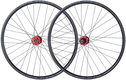 KLYso Aluminiumlegierung Tubeless-Räder, Abgedichtete Lagernabe, QR 9 Mm, 32-Loch-Scheibenbremse, for 7/8/9/10/11-Gang-MTB-Fahrrad-Radsatz(Red,27.5 inch) von KLYso