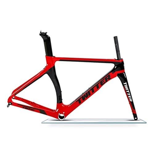 KLYso 46/48/50/52/54cm Wind Brechen Rahmen Interne Routing Rennrad Frameset Disc Bremse Steckachse Carbon Racing Rahmen(Red,50CM) von KLYso