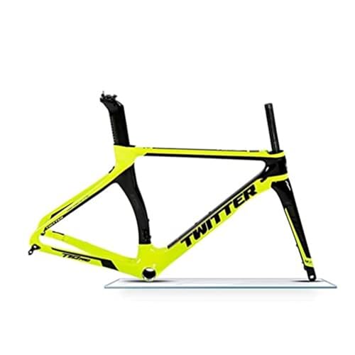 KLYso 46/48/50/52/54cm Wind Brechen Rahmen Interne Routing Rennrad Frameset Disc Bremse Steckachse Carbon Racing Rahmen(Yellow,48CM) von KLYso