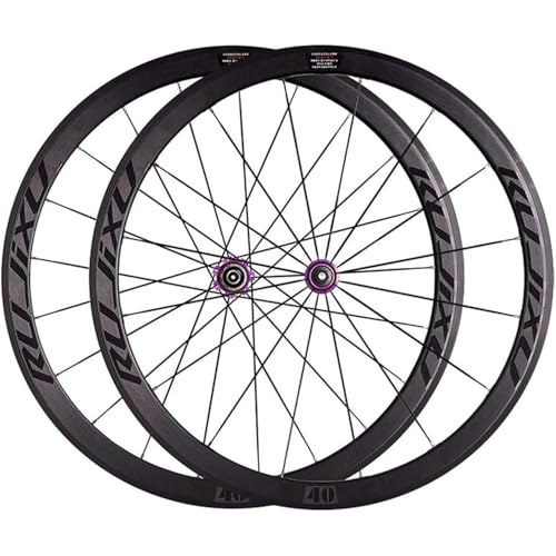 KLYso 700C Doppelwandfelgen Carbon-Kassettennabe V-Bremse 8-9-10-11 Gänge Vorne 2 Hinten 5 Stockrad Rennrad Laufradsatz(Purple) von KLYso