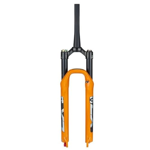 KLYso Air Supension Vordergabel 120mm Federweg Schnellspanner 9mm 1-1/2“ Scheibenbremsgabel Zubehör Rebound Adjust Fahrrad Luftgabel(Orange,26inch) von KLYso