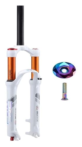 KLYso Federgabeln 1-1/8 Zoll Legierung Doppelluftkammersystem Effektiver Stoßdämpferweg 120 Mm Fahrrad-Vorderradgabel Zubehör Federgabeln(White,26 inch) von KLYso