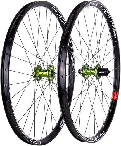 KLYso Mit 6 Sperrklinken-Nabe, Fahrrad-Radsatz MTB-Radsatz 26/27,5/29 Zoll Breite Felge Mountainbike-Radsatz Vorder- Und Hinterräder(Green,26 inch XD) von KLYso