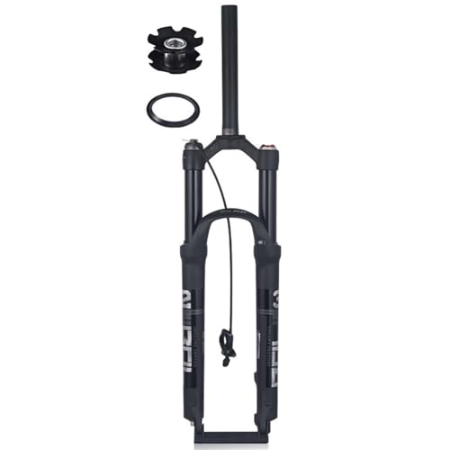 KLYso Vorderradgabeln 1-1/8 Gerade Doppelluftkammer Federweg 120mm QR-Achse 9 * 100 Schulter Line Lock MTB Mountainbike Federgabel Fahrrad(Black Remote,26inch) von KLYso