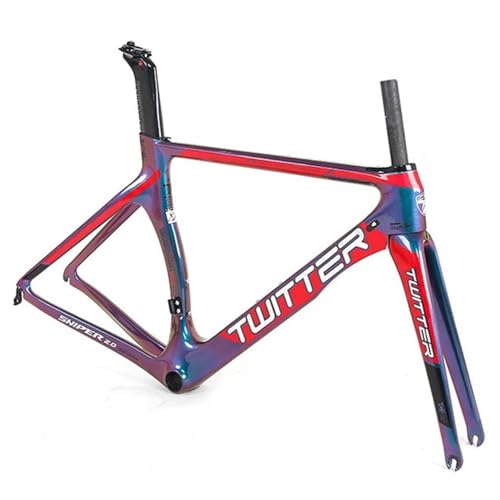 KLYso for 700C Rad Carbon Rennrad Rahmen Mit Gabel C Bremse Racing Rahmen EPS BB86 Fahrrad Rahmen 46/48/50/52/54cm Quick Release Rahmen F100/R130mm(Red,46CM) von KLYso