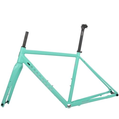 KLYso for 700C Rad Rennrad Frameset Aluminium Legierung Diac Bremse Rahmen BSA68 Steckachse Rahmen Interne Routing(Green,56CM) von KLYso