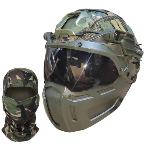 Mit Multicam-Helmüberzug, Vollgesichts-Paintballmaske Und Schutzbrillen-Set for Die Jagd Im Freien, CS-Militär, CBQ-Spiel, Airsoft, FAST Tactical Helm(BKB) von KLYso