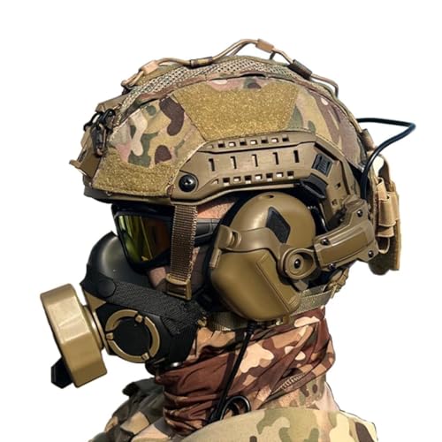 Mit Noise Cancelling Headset Paintball Maske Schutzbrille Batterietasche Signalleuchten Metall L4G24 Und NVG Modelle Einstellbare Jagdausrüstung Tactical FAST SF Airsoft Helm Set(K) von KLYso