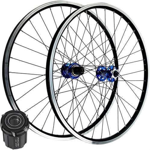 for 7-12 Geschwindigkeit MTB Fahrradräder Doppelwand Aluminiumlegierung Hybrid/Fahrradnabe Scheibenbremse/V-Bremse HG Mountain Felge(Blue,29 inch) von KLYso