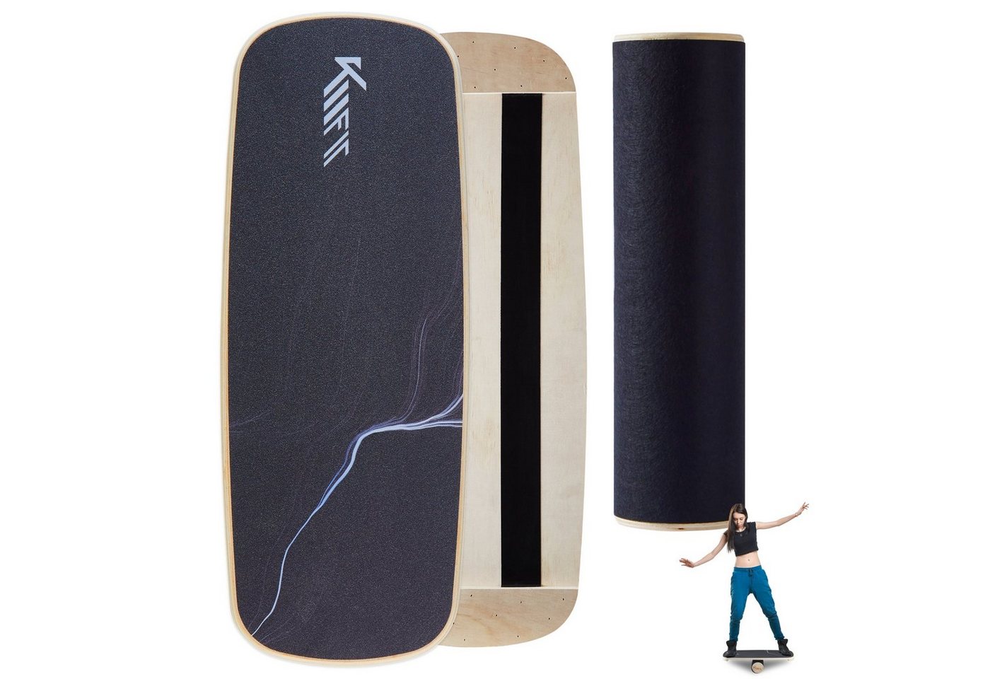 KM - Fit Balanceboard Kraft- & Gleichgewichtstrainer Indoor Max. Belastbarkeit: 200 kg, inklusive rutschfester Oberfläche von KM - Fit