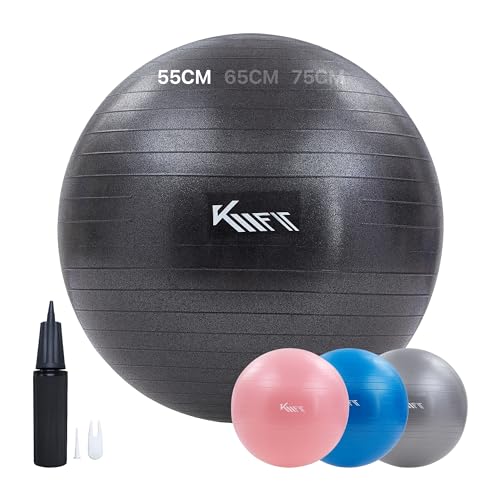 KM-Fit Gymnastikball 55cm | Trainingsball mit Luft-Pumpe | Sitzball Büro Anti-Burst | Ball für Fitness, Yoga, Gymnastik, Core Training | Pezziball Yogaball BPA-Frei | Schwarz KM-Fit Gymnastikball 55cm | Trainingsball mit Luft-Pumpe | Sitzball Büro Anti-Burst | Ball für Fitness, Yoga, Gymnastik, Core Training | Pezziball Yogaball BPA-Frei | Schwarz von KM KM Fit
