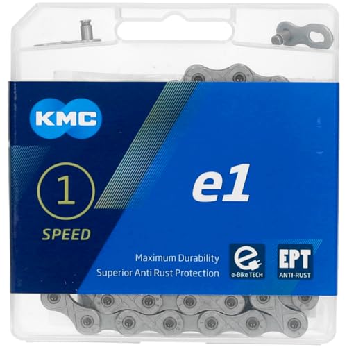 Fahrrad Kette, KMC Fahrradkette, e1 EPT, 1/2" x 3/32", 110 Glieder, 1-fach, rostresistent von KMC