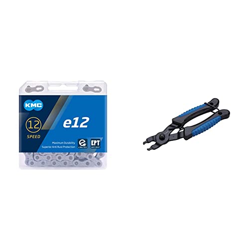KMC Fahrradkette e12EPT, 12-fach, 1/2"x11/128", 130 Glieder, silber & BBB Cycling LinkFix Kettengliedzange für Fahrräder, BTL-77 KMC Fahrradkette e12EPT, 12-fach, 1/2"x11/128", 130 Glieder, silber & BBB Cycling LinkFix Kettengliedzange für Fahrräder, BTL-77 von KMC