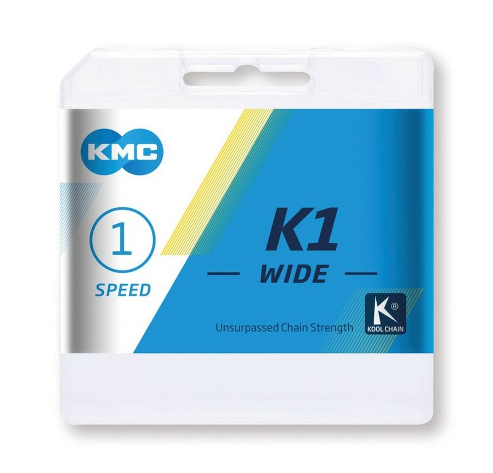 KMC Fahrradketten Kette K1 Wide Silber/Schwarz 1/2 x 1/8",100 Glieder,9,4 mm von KMC