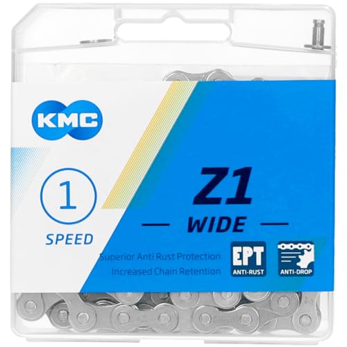 KMC Unisex – Erwachsene Z1 Wide EPT 1-Fach Kette 1/2" x1/8", 112 Glieder, Silber von KMC