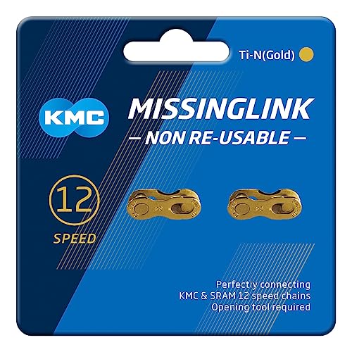 KMC Unisex – Erwachsene 12NR Ti-N Kettenverschlussglied 1/2" x11/128 für 12-Fach Ketten, Gold von KMC