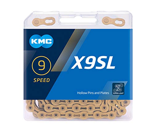 KMC Unisex – Erwachsene X9SL Ti-N X9 SL 9-Fach Kette 1/2" x11/128, 114 Glieder, Gold von KMC