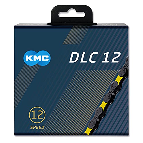 KMC Unisex-Adult Fahrradkette DLC12, 12-Fach, 1/2" x11/128, 126 Glieder, schwarz-gelb von KMC