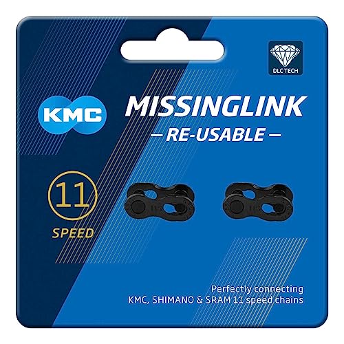 Missing Link von KMC, Kettenverschlussglied, 11R DLC Black, 1/2" x 11/128", 2 Stück, wiederverwendbar, schwarz Missing Link von KMC, Kettenverschlussglied, 11R DLC Black, 1/2" x 11/128", 2 Stück, wiederverwendbar, schwarz von KMC