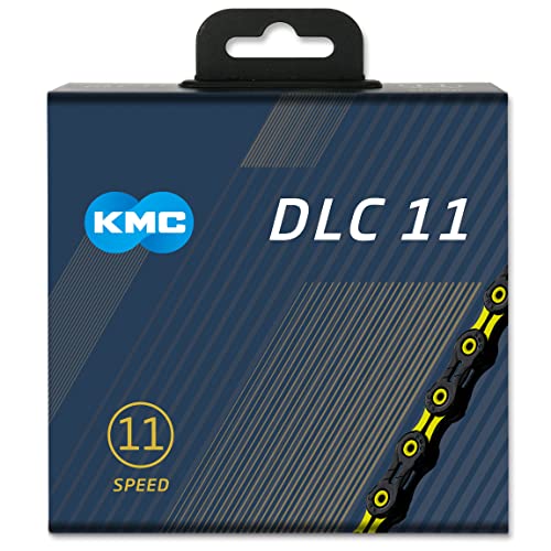 KMC Unisex – Erwachsene DLC DLC11 11-Fach Kette 1/2" x11/128, 118 Glieder, schwarz-gelb von KMC