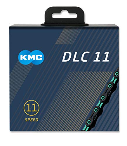 KMC Unisex – Erwachsene DLC DLC11 11-Fach Kette 1/2" x11/128, 118 Glieder, schwarz-türkis von KMC