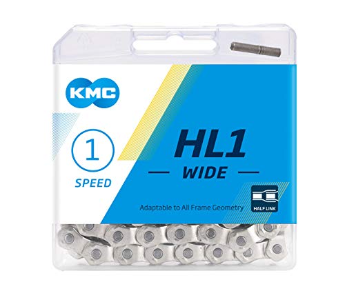 KMC Unisex – Erwachsene HL1 Wide Silver 1-Fach Kette 1/2" x1/8", 100 Glieder, Silber von KMC