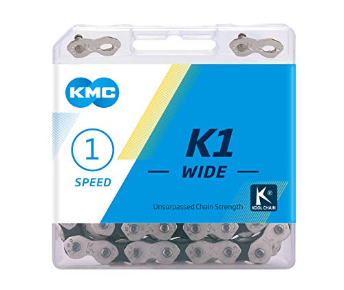KMC Unisex – Erwachsene Silver/Black K1 Wide 1-Fach Kette 1/2" x1/8", 110 Glieder, Silber/schwarz KMC Unisex – Erwachsene Silver/Black K1 Wide 1-Fach Kette 1/2" x1/8", 110 Glieder, Silber/schwarz von KMC