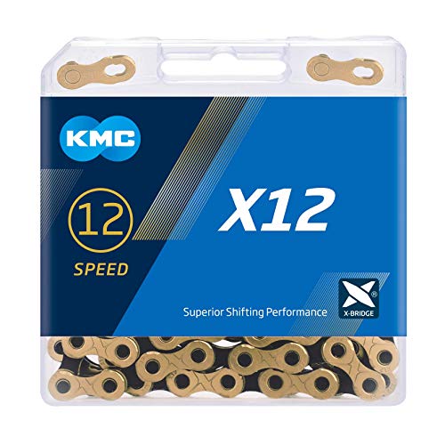 KMC Unisex – Erwachsene Ti-N Gold/Black X12 12-Fach Kette 1/2" x11/128, 126 Glieder, schwarz von KMC