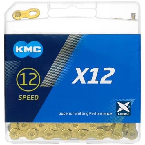 Fahrrad Kette, KMC Fahrradkette, X12 Ti-N Gold, 1/2" x 11/128", 126 Glieder, 12-fach, kompatibel mit Shimano / Sram / Campagnolo, gold Fahrrad Kette, KMC Fahrradkette, X12 Ti-N Gold, 1/2" x 11/128", 126 Glieder, 12-fach, kompatibel mit Shimano / Sram / Campagnolo, gold von KMC