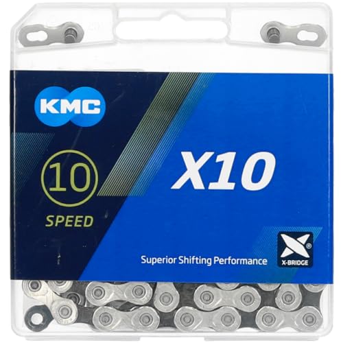 KMC Unisex – Erwachsene Silver/Black X10 10-Fach Kette, 114 Glieder, Silber/schwarz von KMC