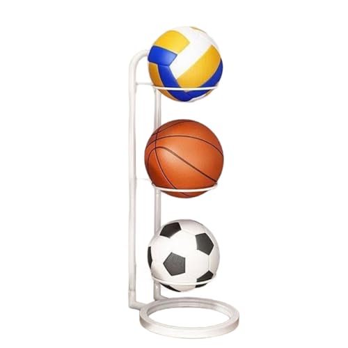 KMOCEPLY Metall-Basketball-Halter, vertikales Ball-Aufbewahrungsregal, mehrlagiges Ball-Organizer, einfaches Ball-Aufbewahrungsregal für Basketball, Fußball, Volleyball, freistehend, Basketballständer von KMOCEPLY
