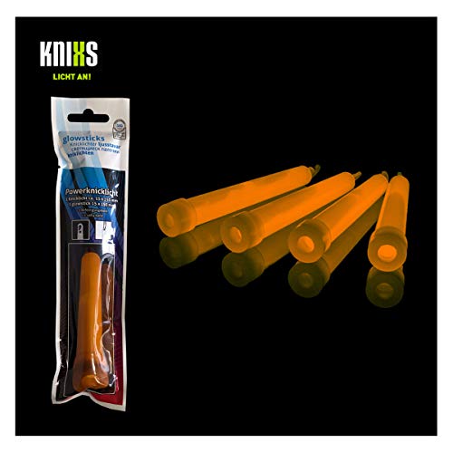 KNIXS - 10x Power Knicklichter, seit 15 Jahren in Profiqualität, Glowsticks einzeln verpackt - 150 x 15 mm - Leuchtstab - Wild Orange Leuchtend - für Party, Festival, Karneval, Outdoor oder Notlicht von KNIXS