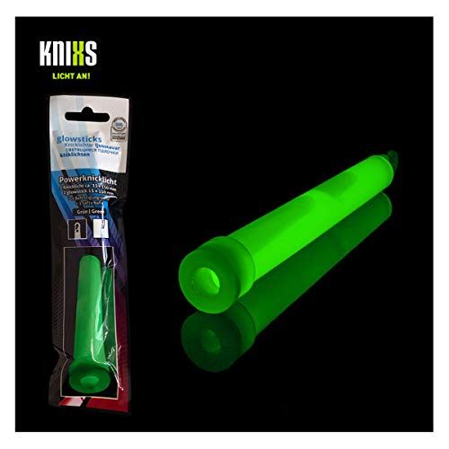 KNIXS - 1x Power Knicklicht, seit 15 Jahren in Profiqualität, Glowstick einzeln verpackt - 150 x 15 mm - Leuchtstab - Klassisch Grün leuchtend - für Party, Festival, Karneval, Outdoor oder Notlicht von KNIXS