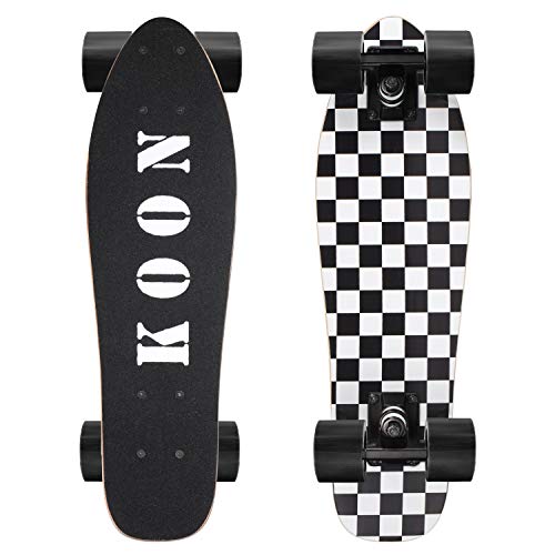 KO-ON Skateboard-Komplett-Skateboards, 68,6 cm, Mini-Cruiser-Skateboards für Anfänger, Kinder, Jungen und Mädchen (Check) von KO-ON