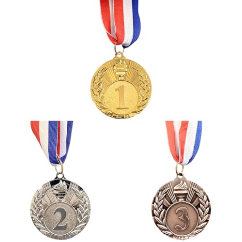 KOBONA-Auszeichnungsmedaillen, 1., 2., 3. Auszeichnungsmedaille für Kinder und Erwachsene, Siegermedaille mit Halsband, 5 cm, Siegermedaillen aus Metall, Wettbewerbsmedaillen, perfekt für Sc von KOBONA