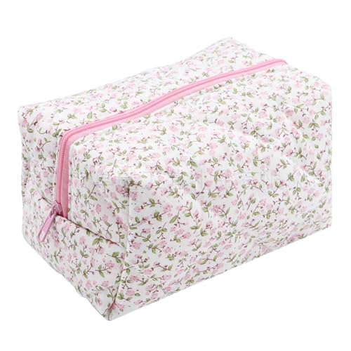 KOBONA Damen-Kosmetik-Organizer-Tasche, ästhetisches Blumenmuster, Kosmetiktasche, großes Fassungsvermögen, Make-up-Behälter, multifunktionale Hautpflegetasche von KOBONA