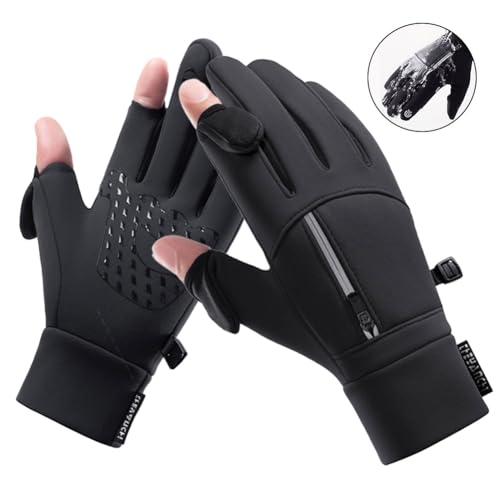 KOBONA Winter-Touchscreen-Handschuhe, 2 Finger, Flip-Handschuhe for kaltes Wetter, Winddicht, rutschfest, zum Laufen, Camping, Wandern, Radfahren von KOBONA