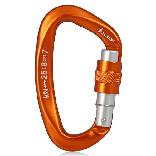 KOCAN 25KN Professioneller Kletterkarabiner Karabiner mit Schraubverschluss,robuster D-förmiger Kletterschnallen-D-Ring-Karabiner,leichter Hängematten-Verschlussclip zum Klettern,Abseilen,Canyoning,Ho von KOCAN