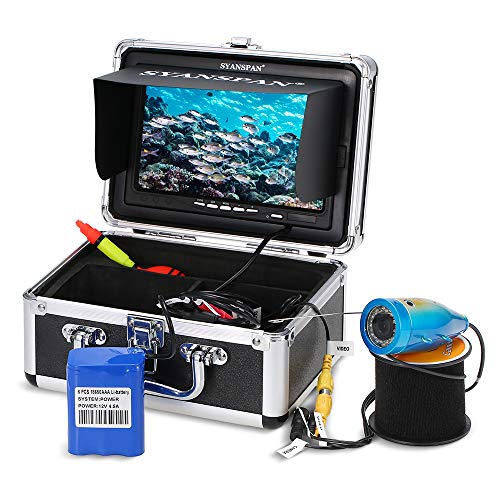 KOCAN Fischfinderkamera, Tragbare 7 "Zoll Monitor 1000TVL wasserdichte Unterwasserfischen Kamera Kit 24 STÜCKE Infrarot IR LEDs Fisch Finder für Ice Lake Boat Fishing von KOCAN