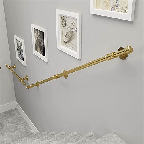 KOIAMVZW Geländergeländer Handlauf Treppe Gold mit komplettem Kit, rutschfeste Metalltreppengeländerschiene, Größe: 200 cm (6,5 Fuß) von KOIAMVZW