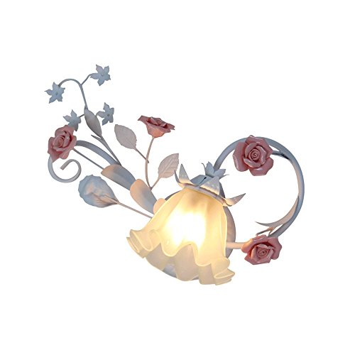 KOIAMVZW Mode kreative Gang Treppenhaus Lampe Garten Wind Kinderzimmer Schlafzimmer warme Nachttischlampe Wandlampen drinnen und draußen (Farbe: White Rod+Blue Rose) von KOIAMVZW