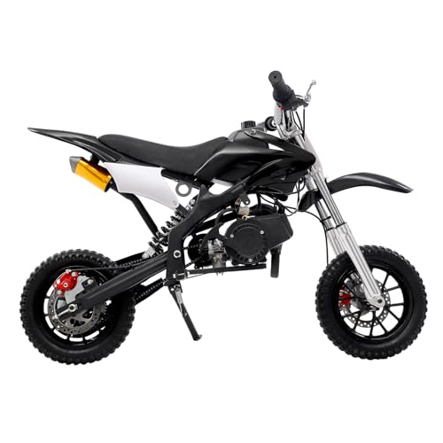 KOLHGNSE 49CC 2Takt Kinder Dirt Bike, Pitbike Dirtbike PocketBike Motocross Motorrad Motorbike für Kinder und Jugendliche im Alter von 6-16 Jahren (Schwarz, 8 Zoll) von KOLHGNSE