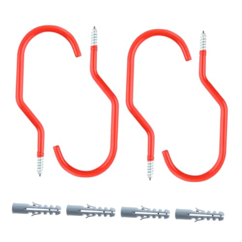 KOMBIUDA 1 Satz Fahrradhaken Hochleistungslagerregal Stütze Stand fahrradträger Fitness Bike Lagerregale elektrisches Fahrrad Robuster Fahrradhalter Fahrradaufbewahrungshaken Metall rot von KOMBIUDA