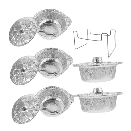 KOMBIUDA 1 Satz Förmchen mit Deckel Mikrowellen-Alu-Topf bandejas Zinn Herd Aluminiumfolie-Pfanne Aluminiumfolie Grilltöpfe große Aluminiumpfannen Backformen aus Aluminiumfolie Eisen Silver von KOMBIUDA