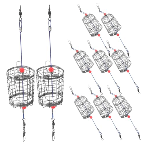 KOMBIUDA 10 STK Nistkäfig aus Edelstahl Angeln zubehör Fischfang Zubehör Fischereizubehör Futterspender für Karpfen im Freien Köderkäfig zum Angeln im Freien Rostfreier Stahl Silver von KOMBIUDA