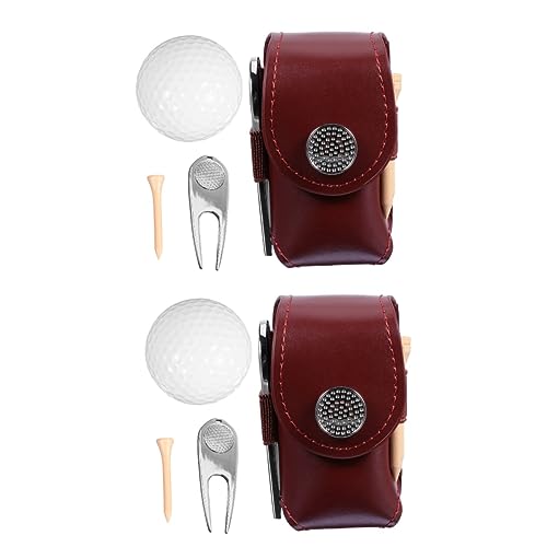 KOMBIUDA 2 Sätze Golftaschen-Set Vize-Golfbälle Bausatz Klicker Golfclub Golf-Tee golfschläger Set golfschlägersätze Golfschläger Organizer Golfballtasche Pitchgabel Golfzubehör Eisen Brown von KOMBIUDA