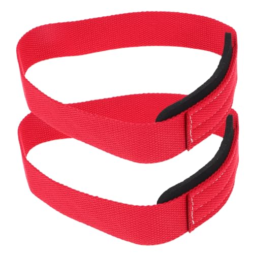 KOMBIUDA 2 Stück Klimmzuggürtel Handgelenkschutz Armbänder Hängeband Langhantelgurte Heben Gym Handgriffe Übungsbänder Widerstandsarmtrainer Gym Workout Straps Verbund Baumwollmaterial Rot von KOMBIUDA