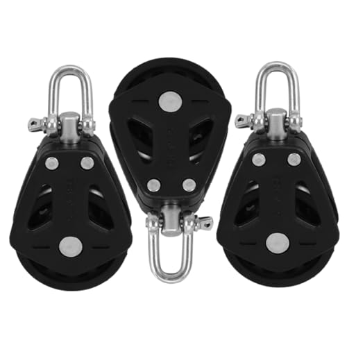 KOMBIUDA 3St Rollenzubehör Seilrolle Ruderboot Zubehör Heimtrainer Zubehör Pulley für Heimtrainer Schwerlast-Pulley Seilzug für das Fitnessstudio Riemenscheibe Edelstahl Nylon Black von KOMBIUDA