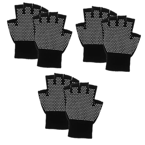 KOMBIUDA 3St rutschfeste Handschuhe Sporthandschuhe Yoga-Handschuhe gestrickte Handschuhe Yoga Handschuhe Fitness Handschuhe Gym handschuh Baumwoll-Handschuhe Halbfingerhandschuhe Black von KOMBIUDA