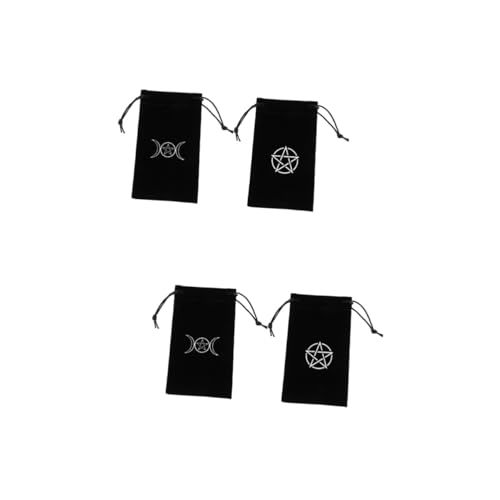 KOMBIUDA 4 Stück Tarot-Aufbewahrungstasche Aufbewahrungsbeutel für Tarotkarten Tarot-Stofftasche Aufbewahrungstasche für Tarotkarten Tasche für Tarotkarten mit Kordelzug Tarot-Beutel Black von KOMBIUDA